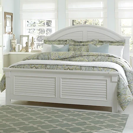 King Panel Bed with Louvered Accents